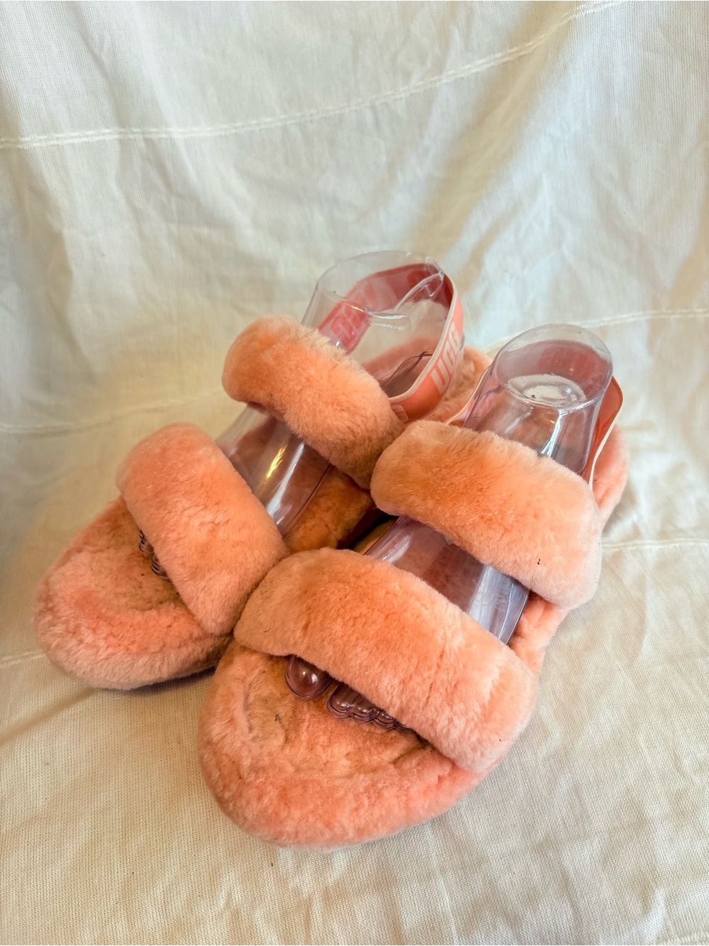 UGG Oh Yeah Sheepskin‎ Slides Slingback Pop Coral